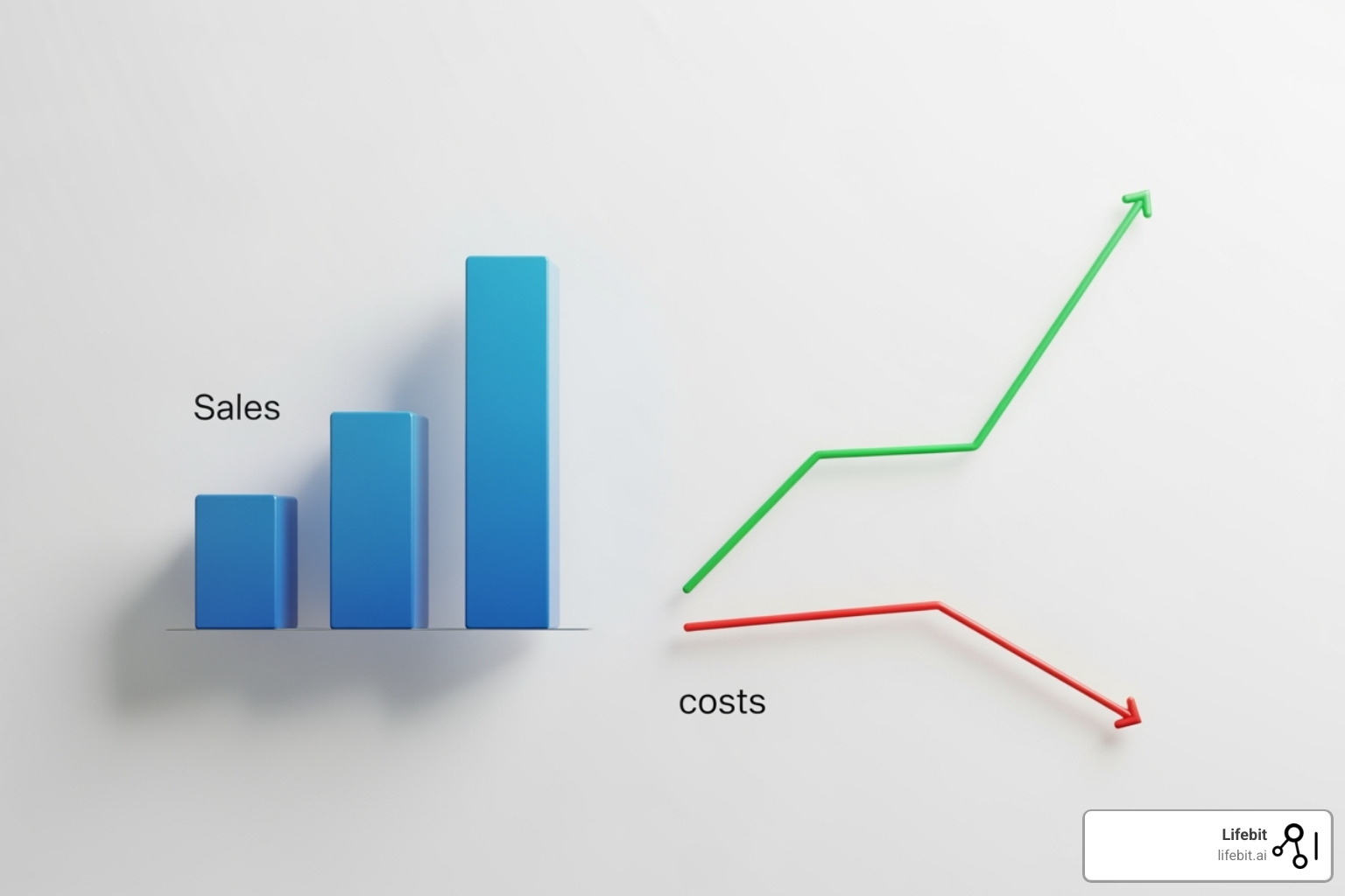 A chart showing improved business KPIs (e.g., increased sales, reduced costs, higher customer satisfaction) after implementing data matching software - data match software