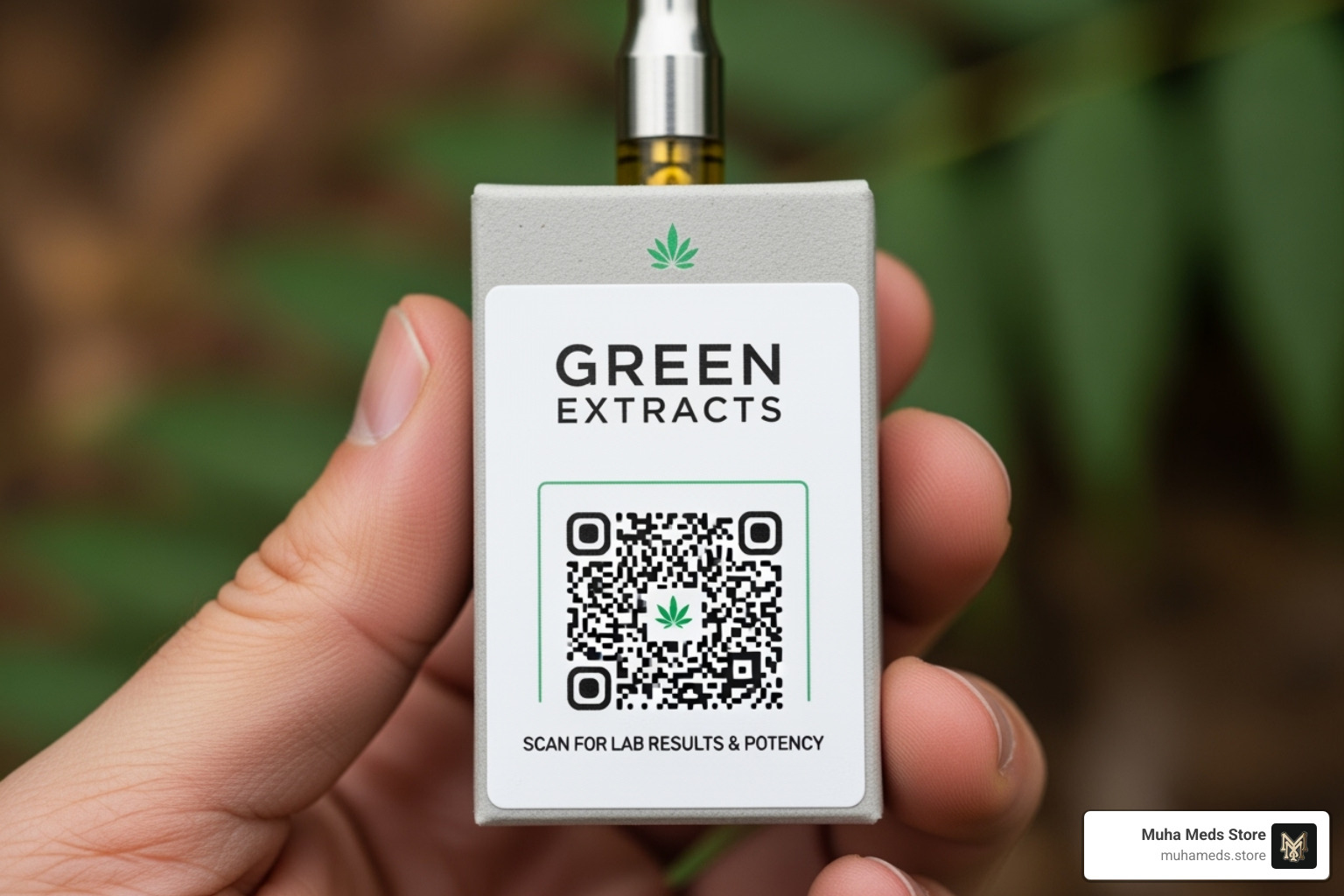 QR code on vape packaging leading to lab results - buy cannabis THC vape 