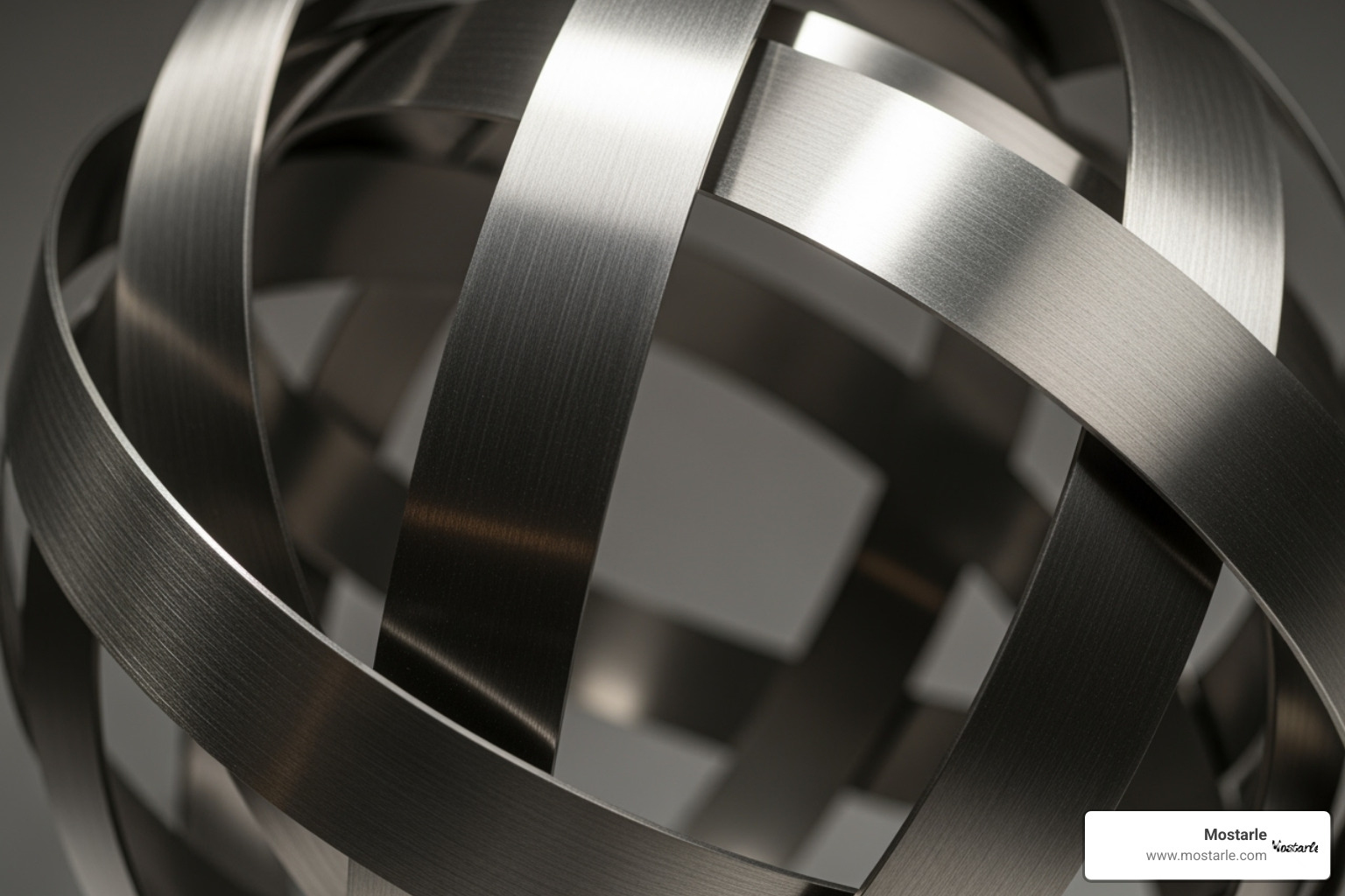 A close-up shot showing the intricate texture and brushed finish of a Mostarle metal art piece, highlighting the interplay of light and shadow on the metallic surface. - Home decor metal art