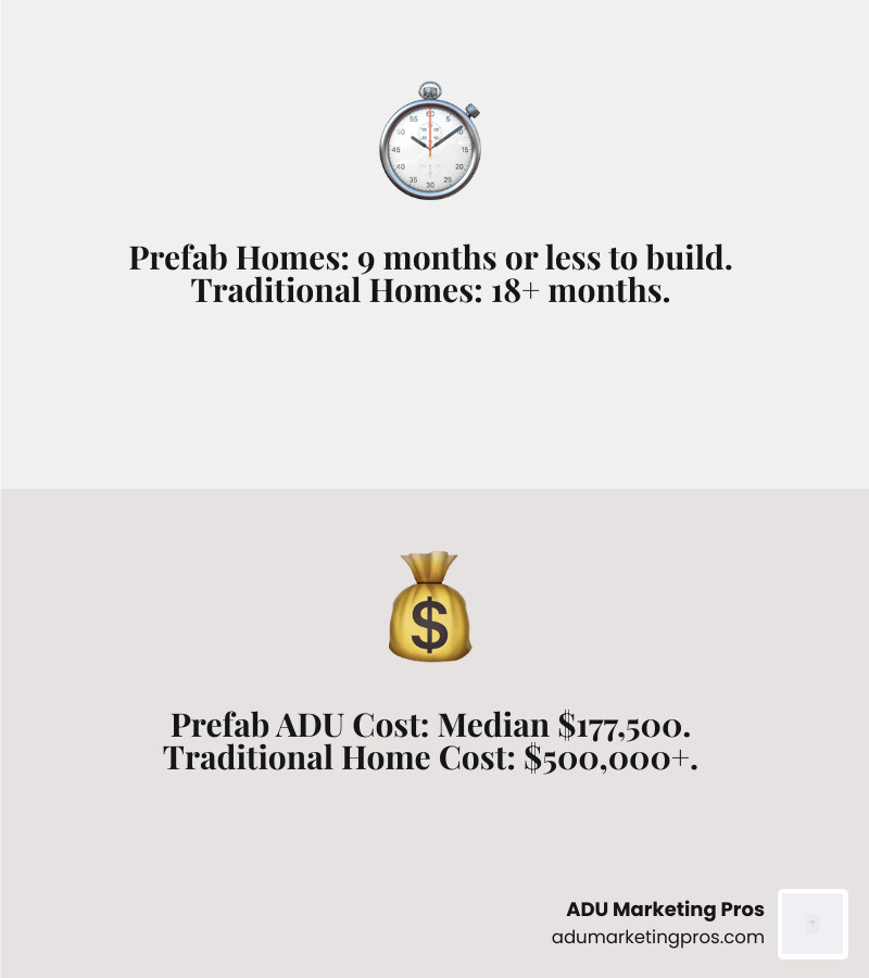 Detailed infographic showing prefab home construction timeline versus traditional site-built construction, including factory build phases, site preparation, permitting processes, and total project duration with key milestones marked - prefab homes san francisco bay area infographic 2_facts_emoji_grey