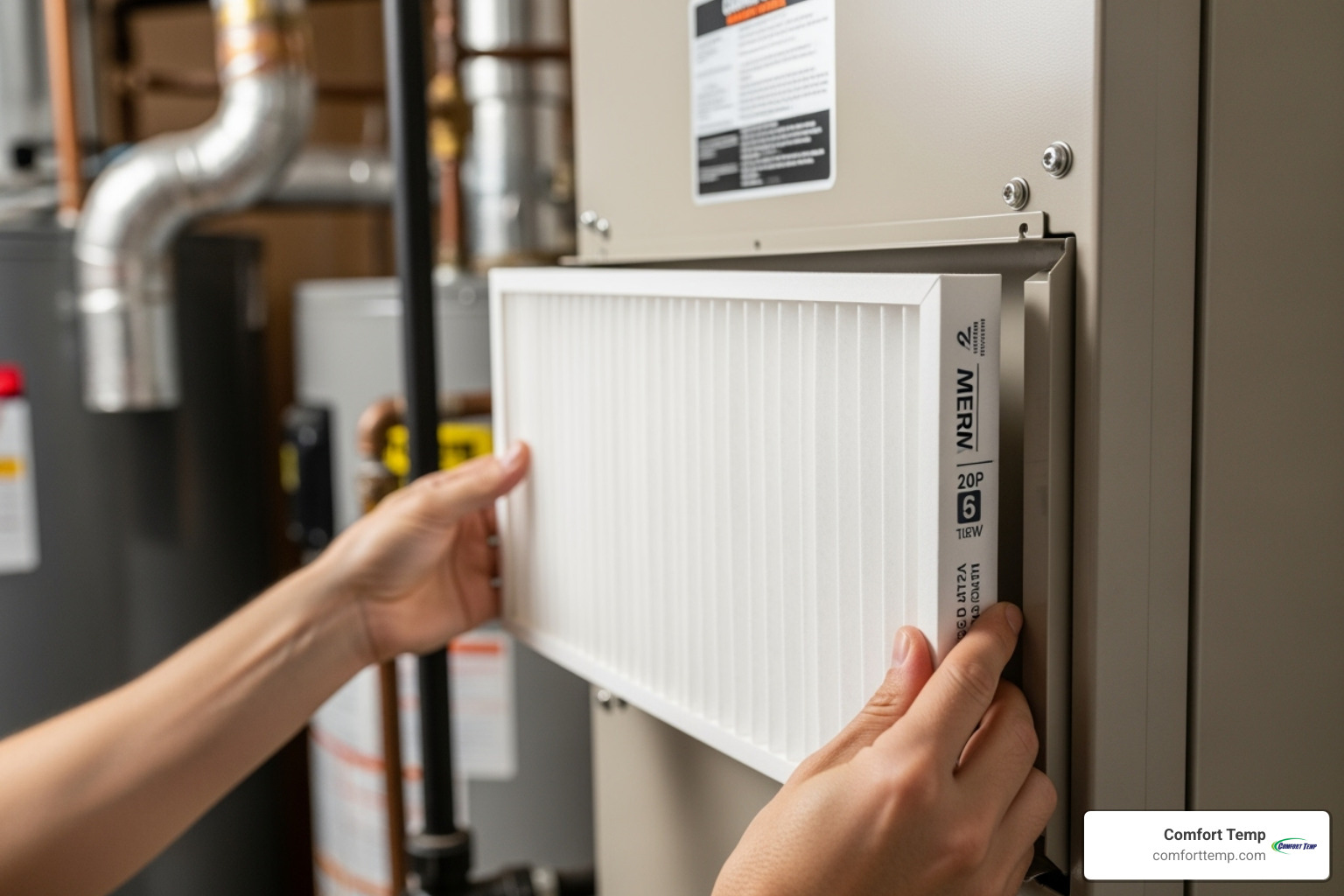 A person changing a clean furnace air filter - furnace repair gainesville fl A person changing a clean furnace air filter - furnace repair gainesville fl