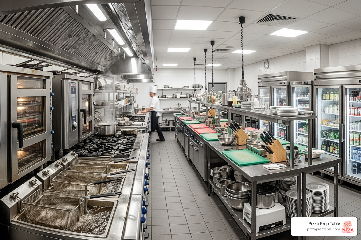 Different types of restaurant equipment like ovens, fryers, and prep tables - restaurant equipment financing