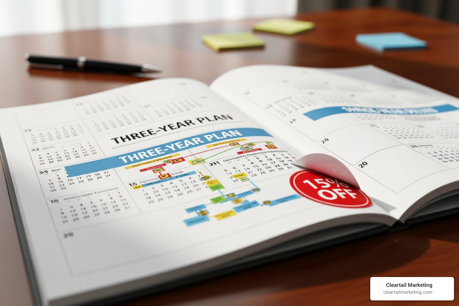 A calendar showing a 3-year plan with a discount sticker - domain hosting price comparison