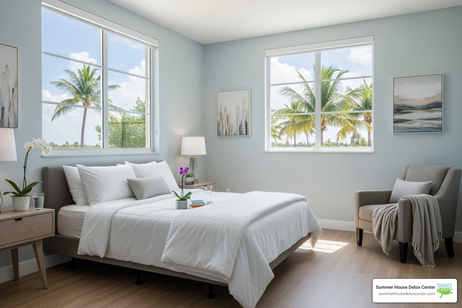 serene and private patient room in a Miami detox center - alcohol detox for professionals