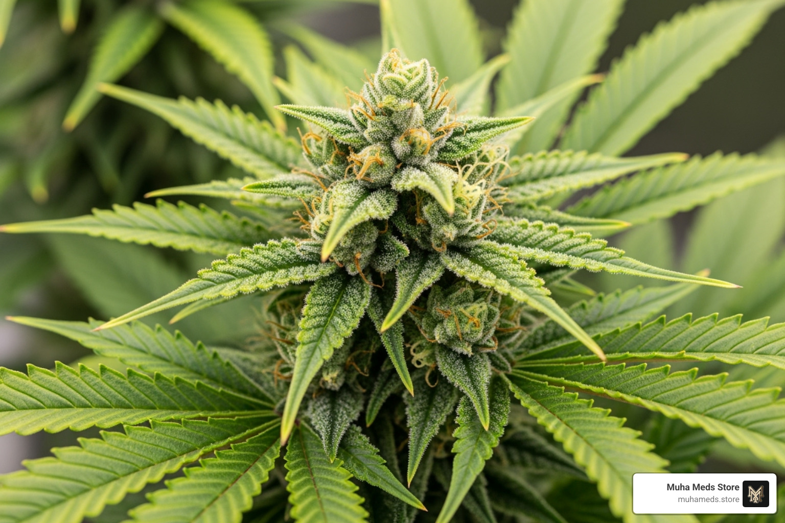 Animal Mints plant showcasing its robust bud structure and vibrant green hues - Animal Mints Strain