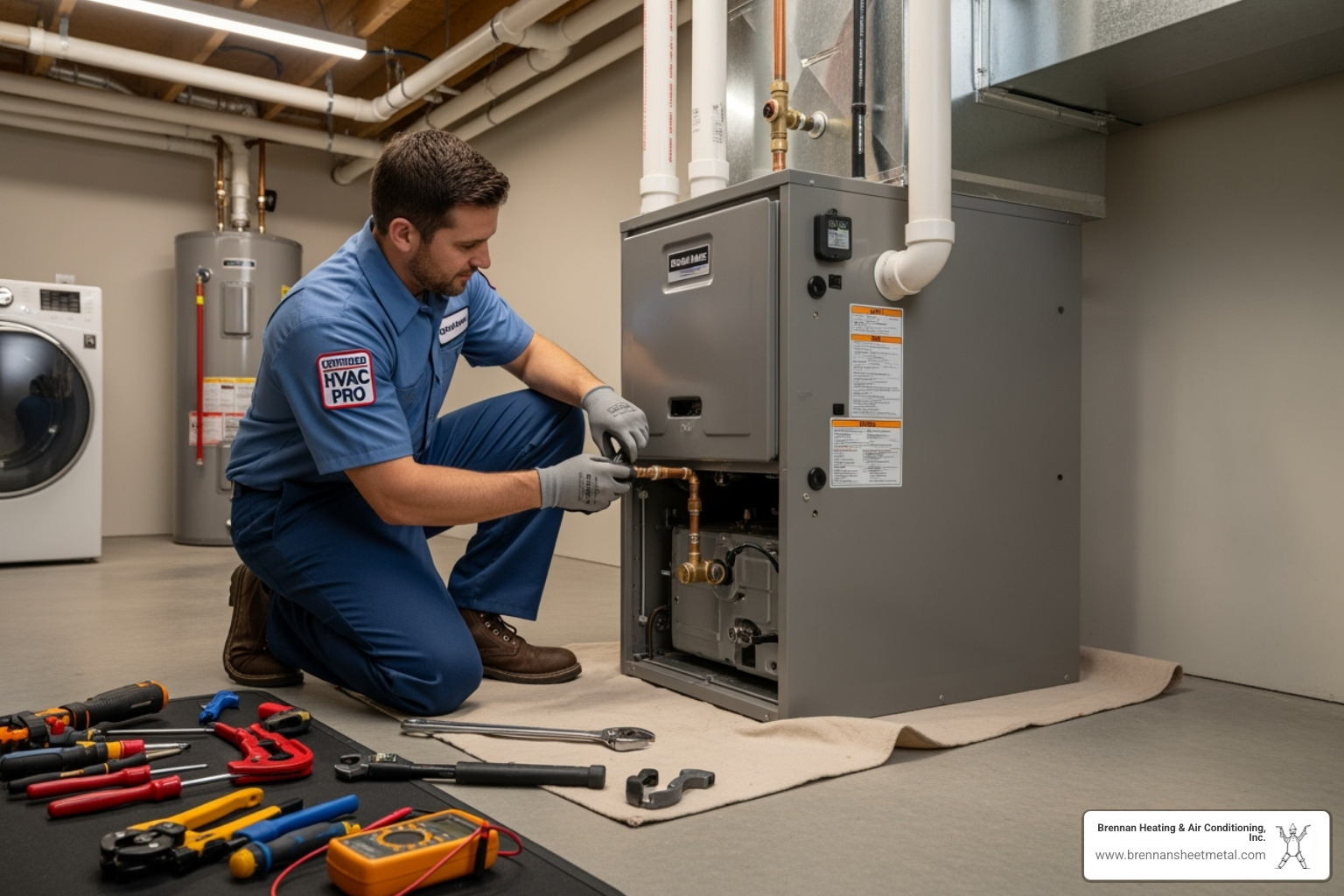 certified technician installing new furnace - furnace installation murrayville