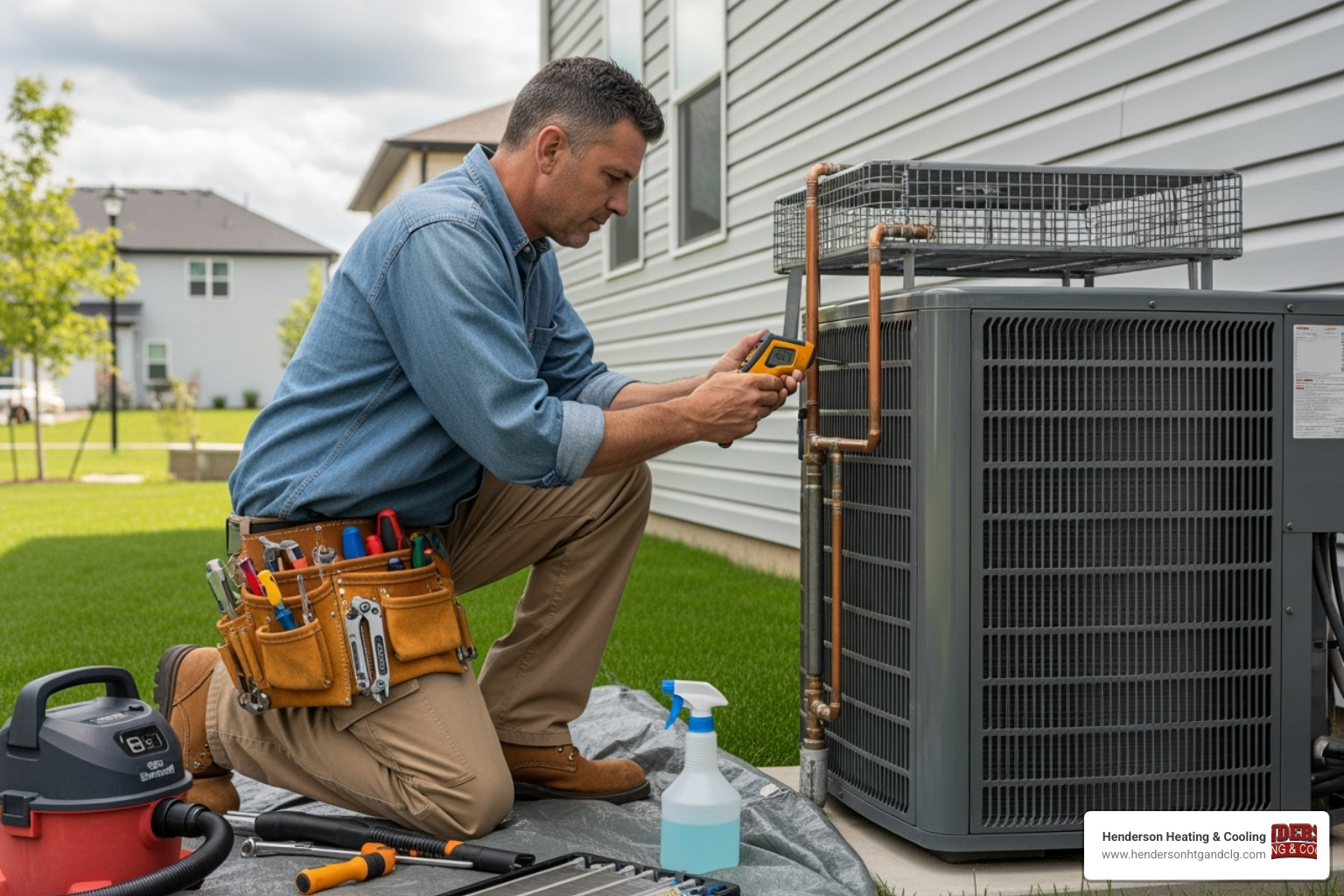 HVAC technician performing maintenance - ac installation lebanon mo