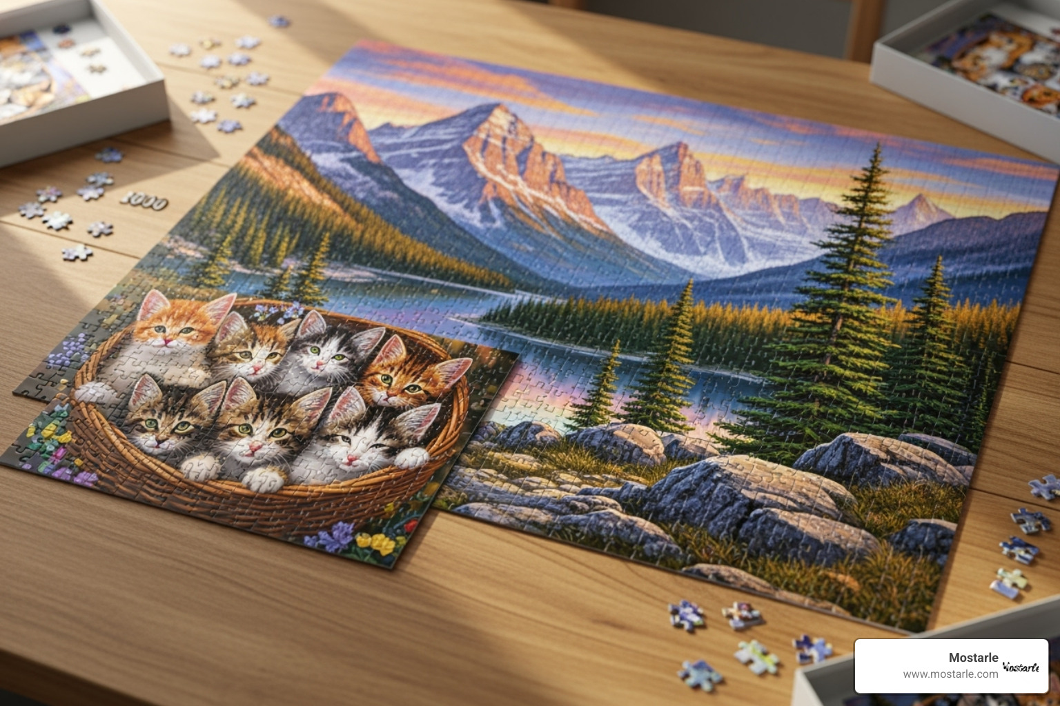 A side-by-side comparison of a 500-piece puzzle and a 1000-piece puzzle. - personalised puzzles for adults
