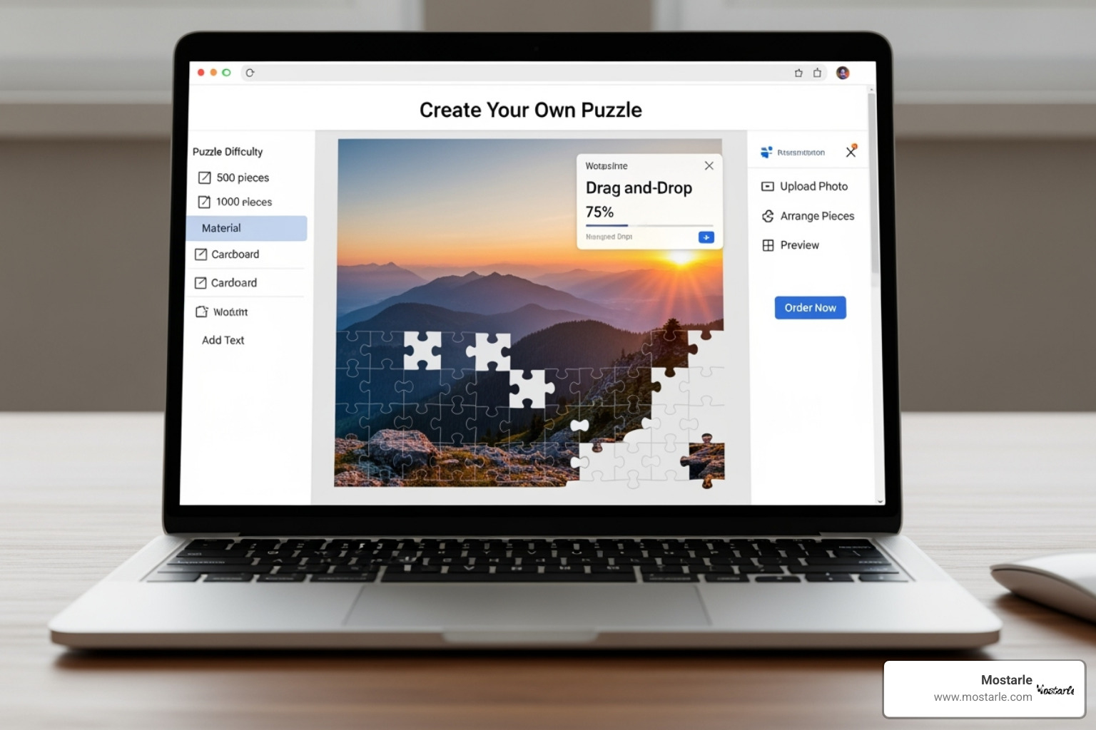 A user-friendly online puzzle design tool on a laptop screen. - personalised puzzles for adults
