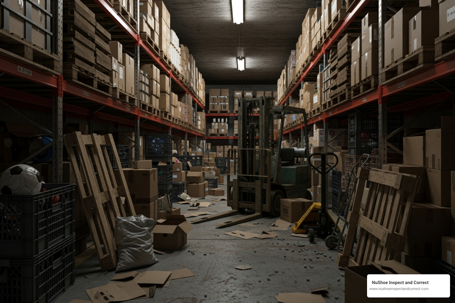 Disorganized warehouse aisle - Excess inventory solutions Disorganized warehouse aisle - Excess inventory solutions