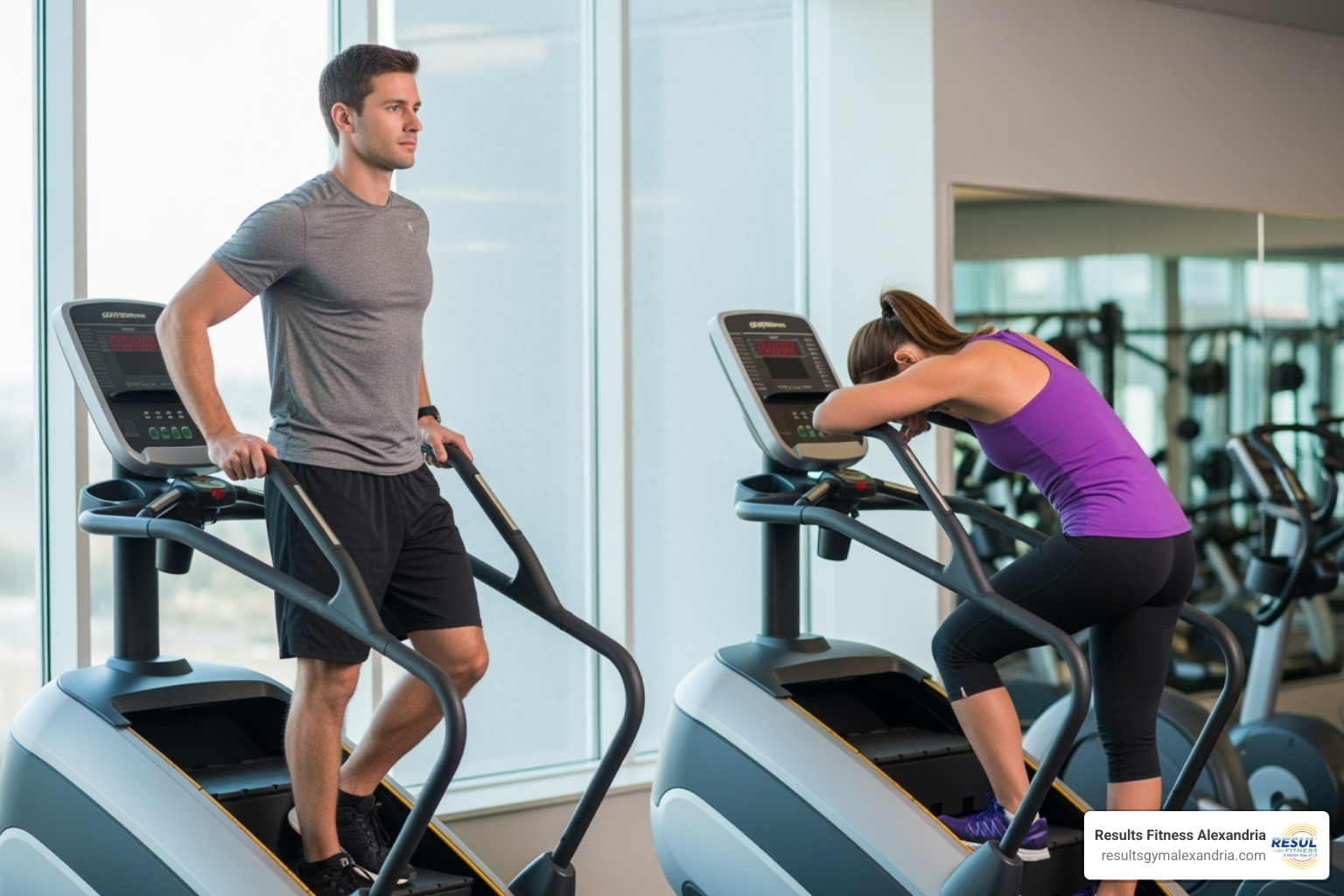 Correct vs incorrect posture on a stair climber - Stair climber workout