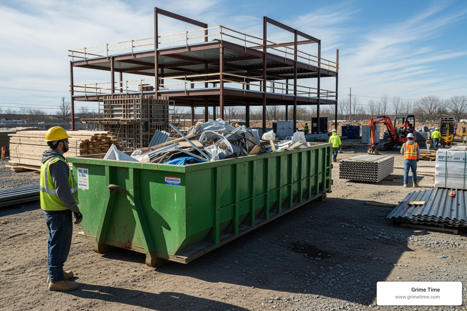 construction site with a roll-off dumpster - construction dumpster rental elgin tx