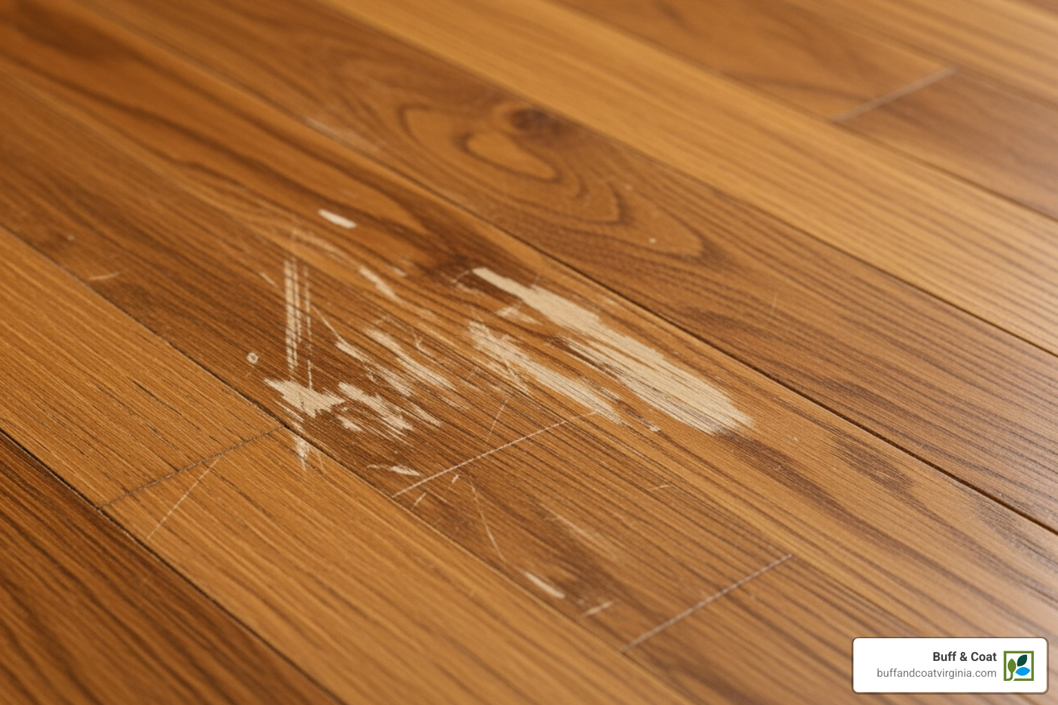 close-up showing surface-level scuffs on a wood floor - how to buff hardwood floors close-up showing surface-level scuffs on a wood floor - how to buff hardwood floors