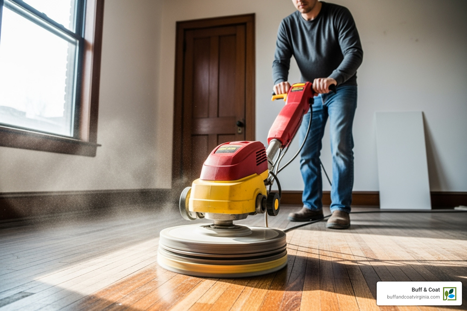 person correctly operating an orbital floor buffer - how to buff hardwood floors person correctly operating an orbital floor buffer - how to buff hardwood floors
