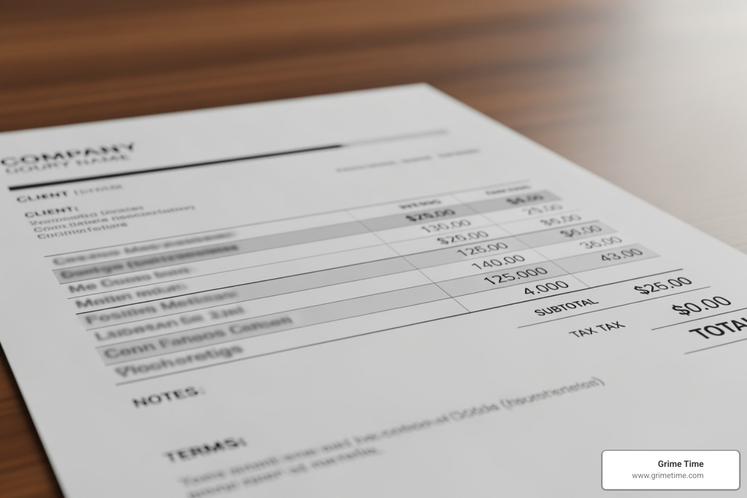 image of an invoice or quote showing a clear price breakdown - dumpster rental manor tx