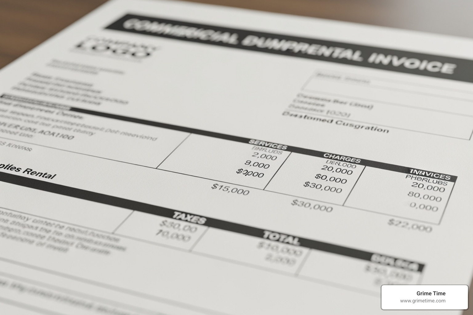 Commercial dumpster rental invoice - Commercial dumpster rental