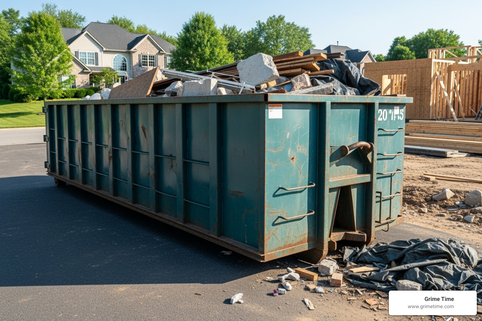 20-yard dumpster with clear dimension labels - 20 yard dumpster