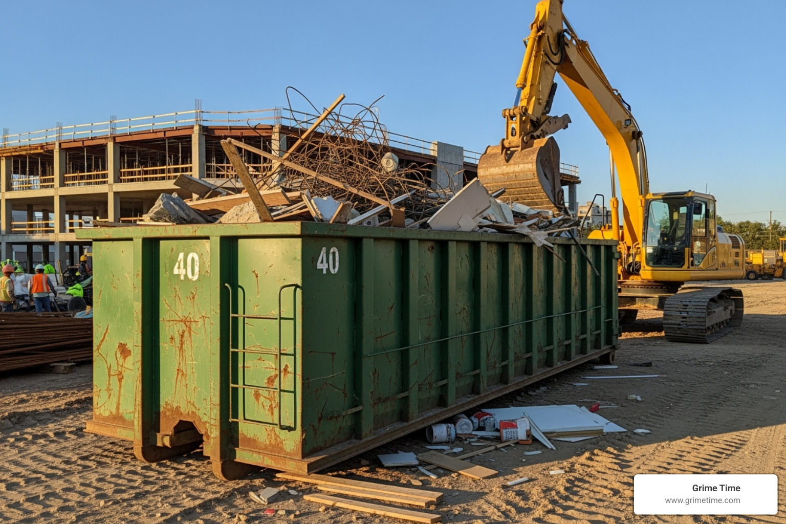 A large 40-yard dumpster at a construction site - dumpster rental in cedar park tx