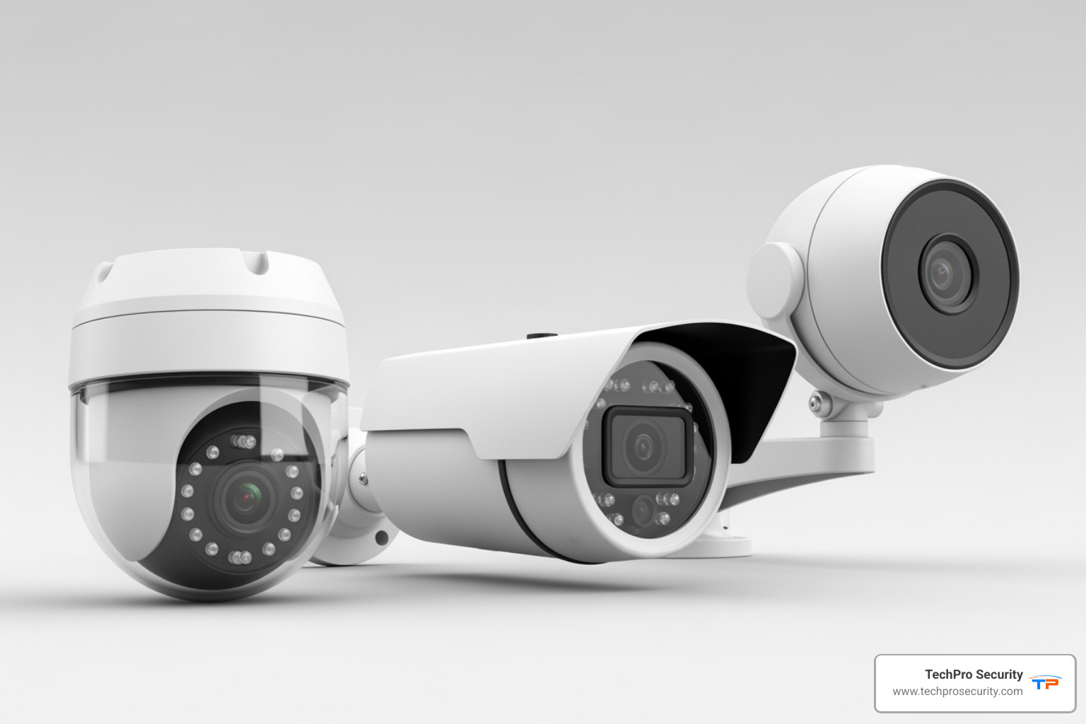 different camera types like dome, bullet, and turret cameras - residential camera system installation