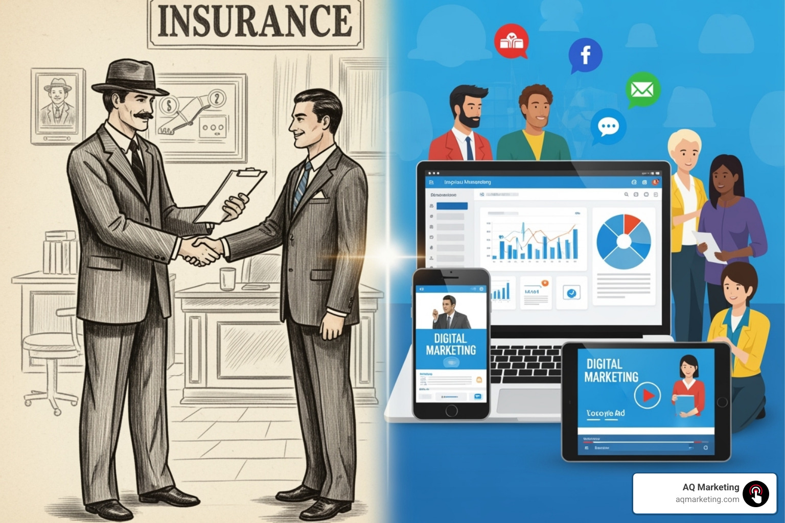 A content calendar and social media posts for an insurance agency, featuring local landmarks from Boston or New Hampshire. - digital marketing for insurance agents A content calendar and social media posts for an insurance agency, featuring local landmarks from Boston or New Hampshire. - digital marketing for insurance agents