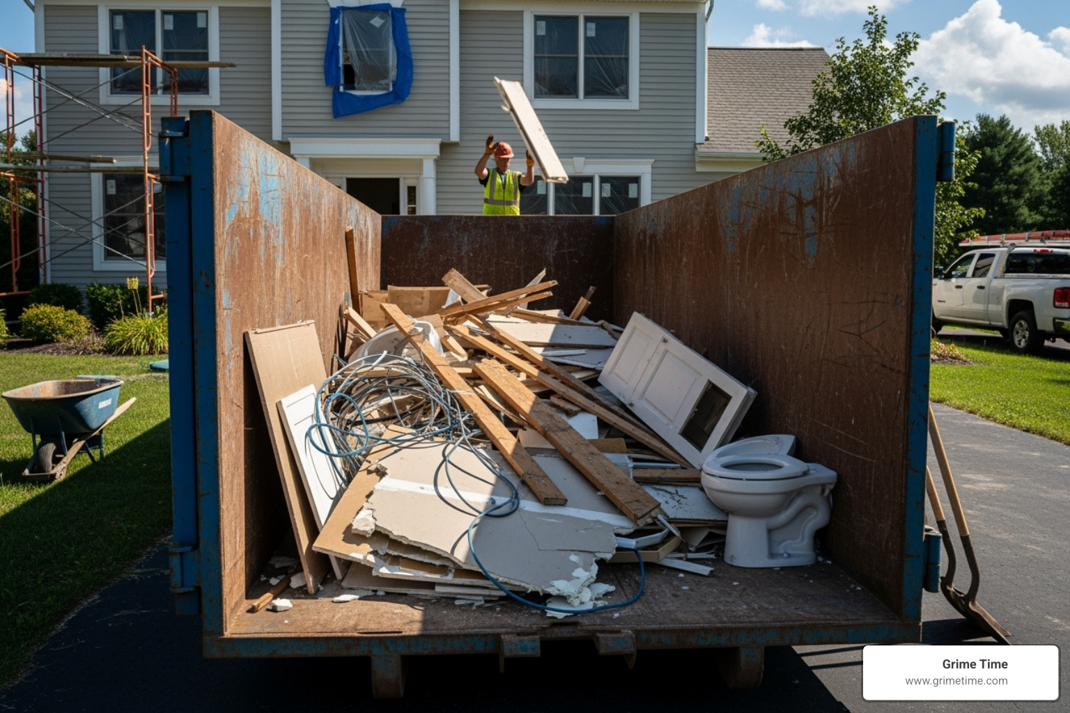 dumpster being used for a home renovation project - Liberty Hill dumpster rental
