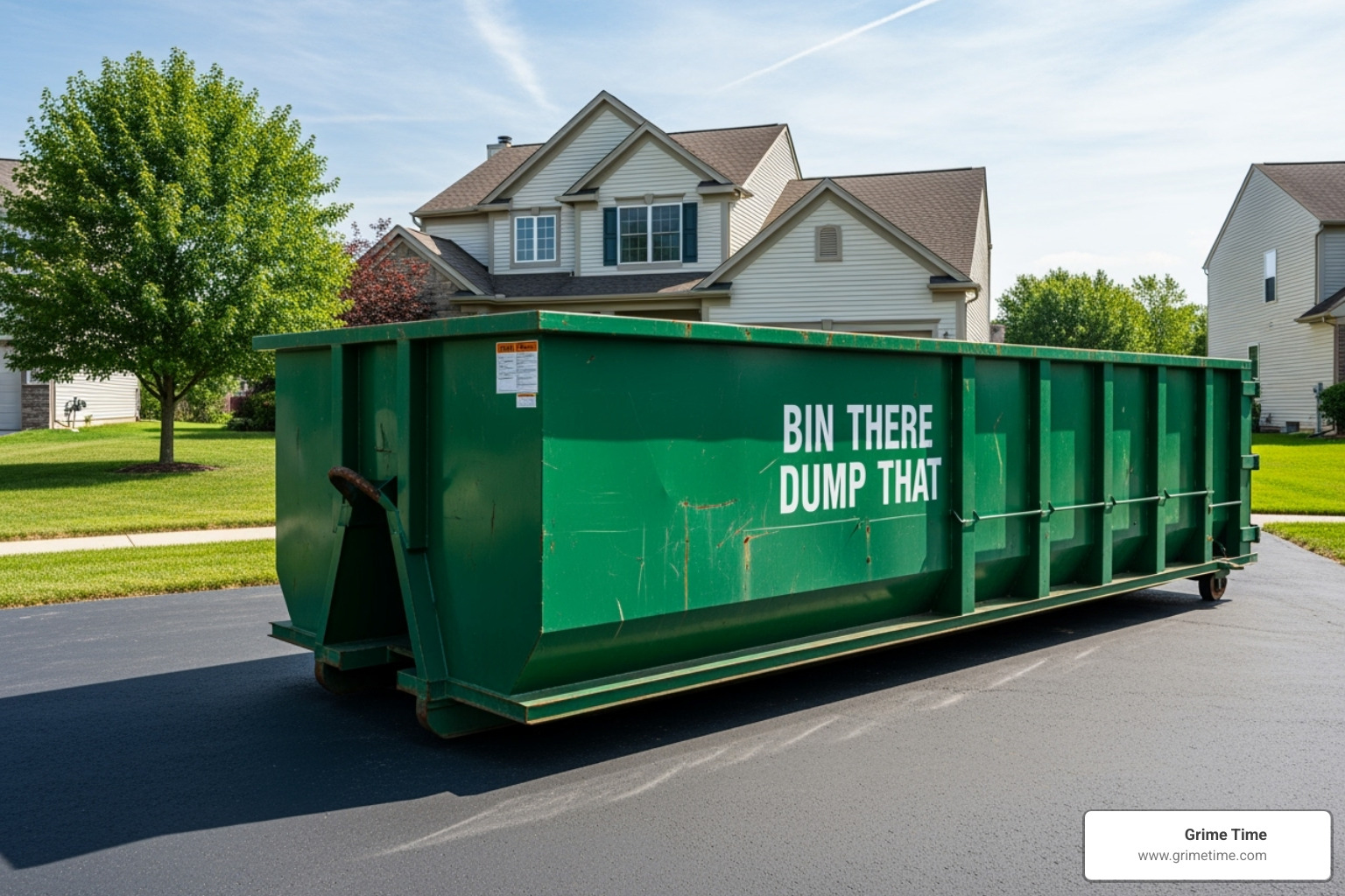 10-yard dumpster in a driveway - Liberty Hill dumpster rental
