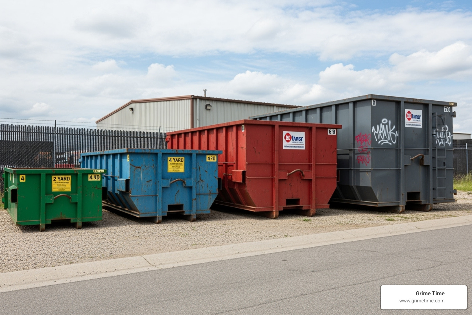 different sized dumpsters lined up for comparison - dumpster rental elgin different sized dumpsters lined up for comparison - dumpster rental elgin