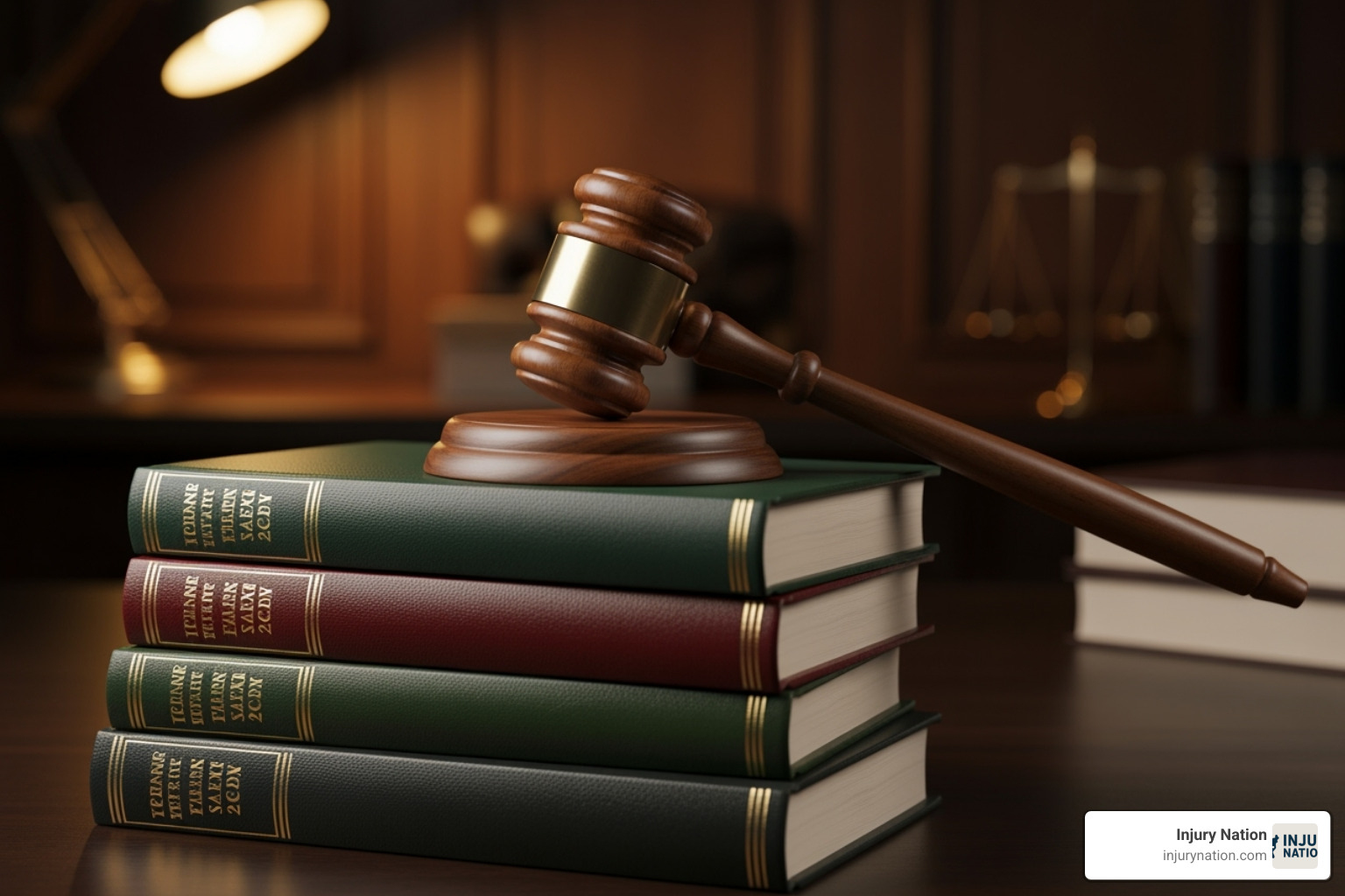 courtroom gavel and law books - Bus accident lawyer Las Vegas