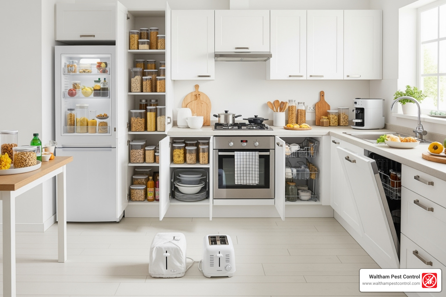 prepared kitchen for pest control - belmont exterminator