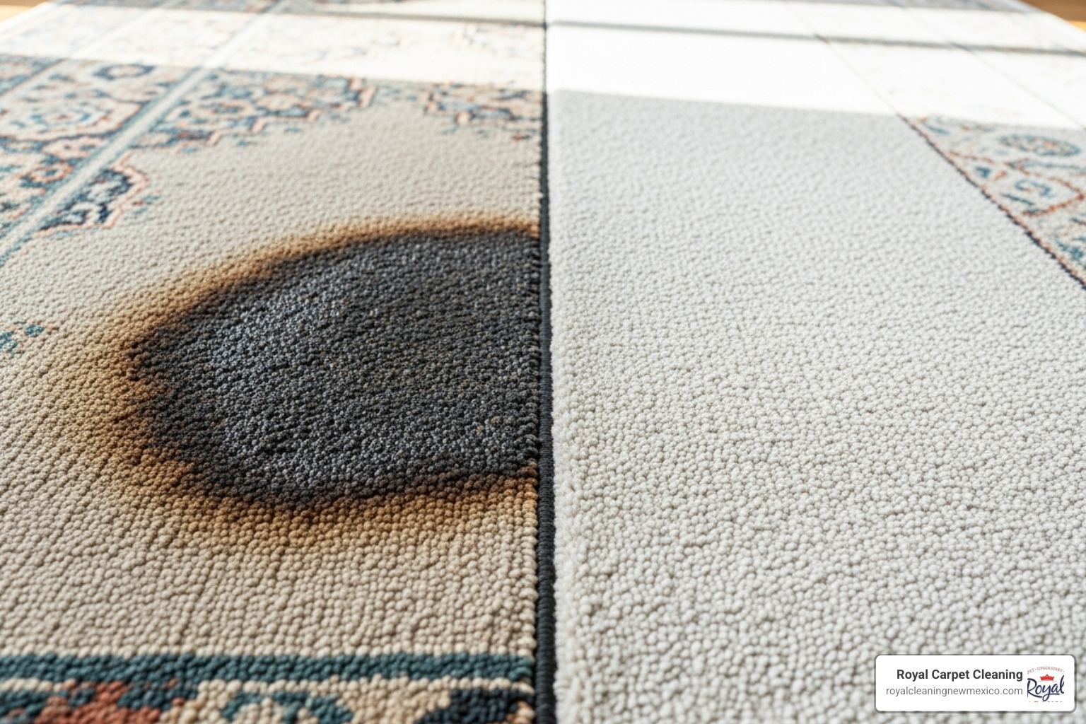 image of before-and-after pet stain removal - rug cleaning service