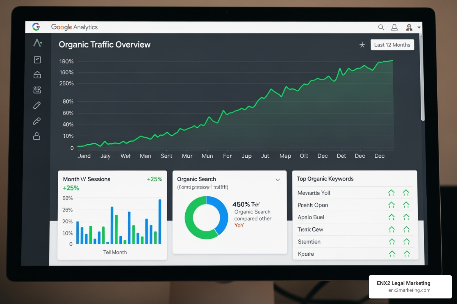 Google Analytics dashboard showing organic traffic growth - seo new york