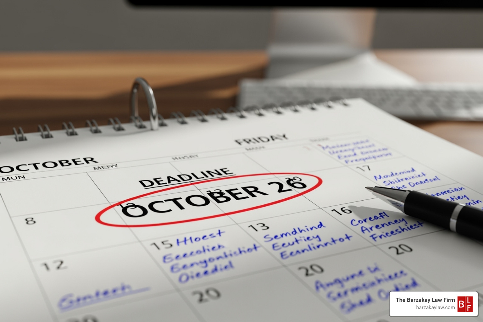 calendar with a date circled, symbolizing a deadline - How to sue hospital