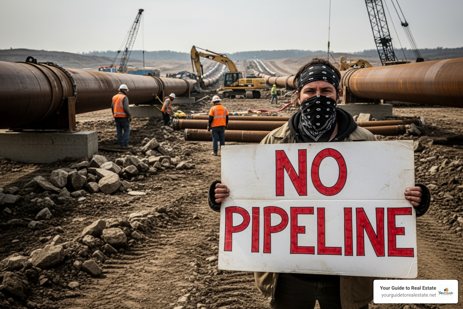 Protest sign against a pipeline project - eminent domain cases