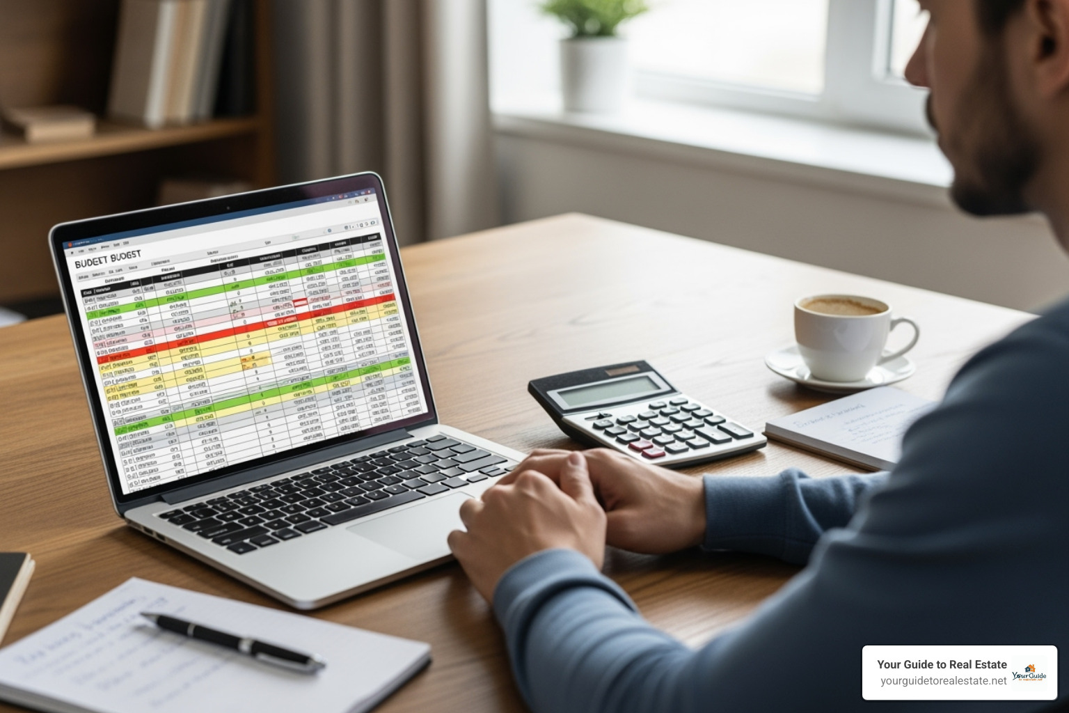 person reviewing budget spreadsheet with calculator - difference between condo and townhouse person reviewing budget spreadsheet with calculator - difference between condo and townhouse