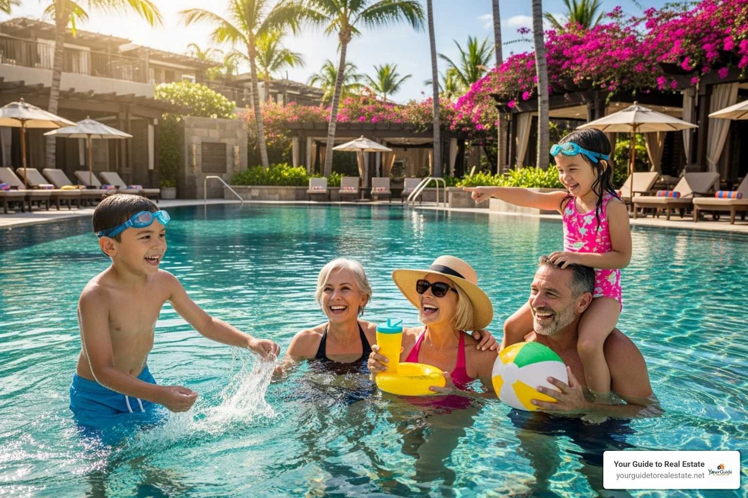 family enjoying resort pool - condo hotel