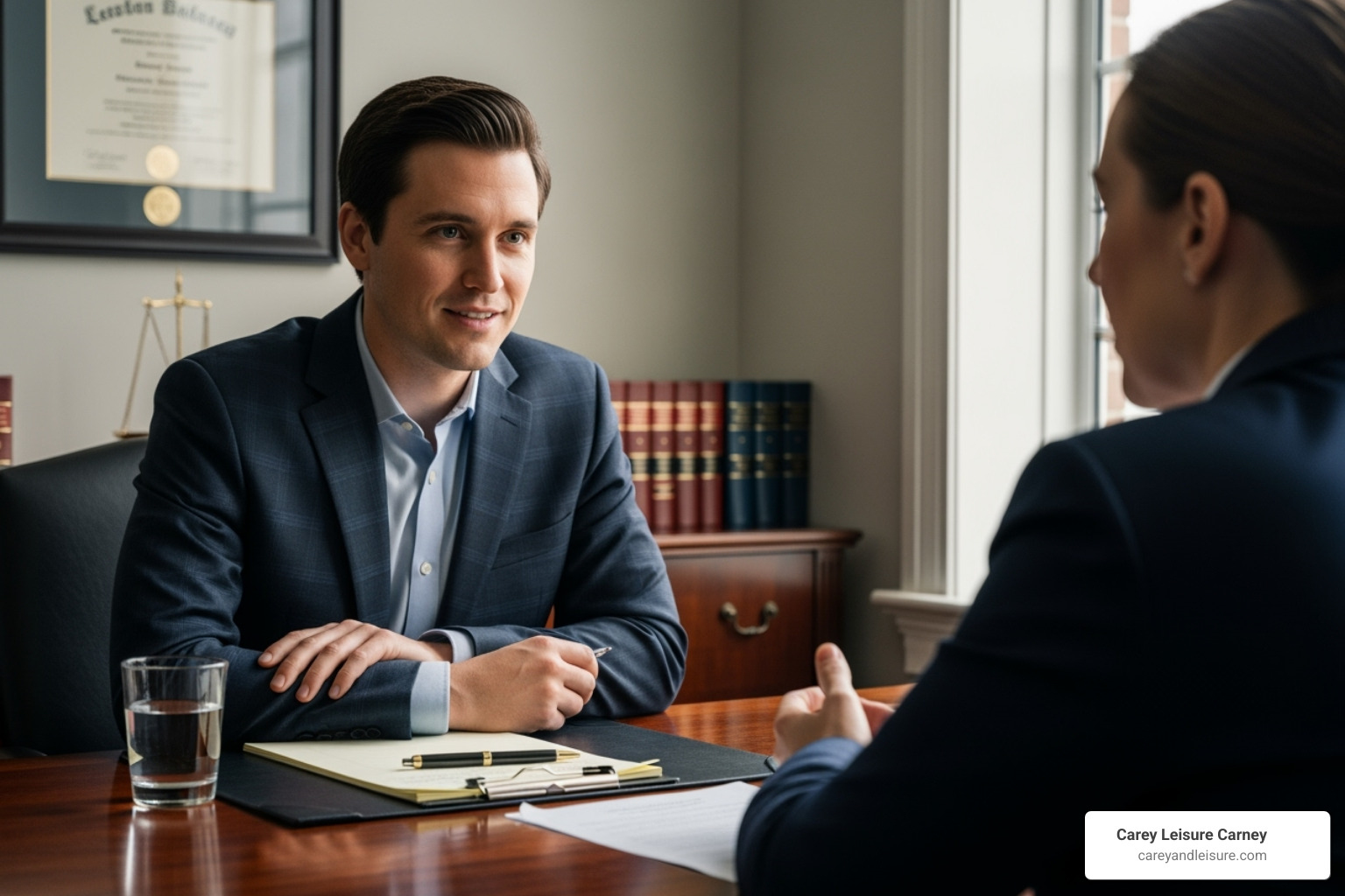 Lawyer listening to client - dog bite lawyer Lawyer listening to client - dog bite lawyer