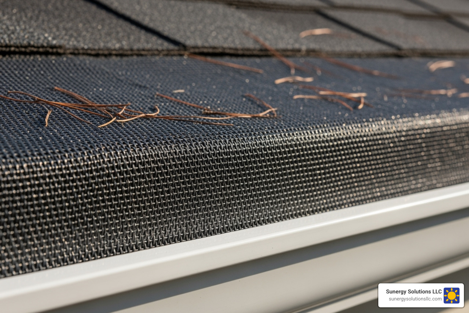 mesh gutter guard installed on a new gutter section - home gutter replacement