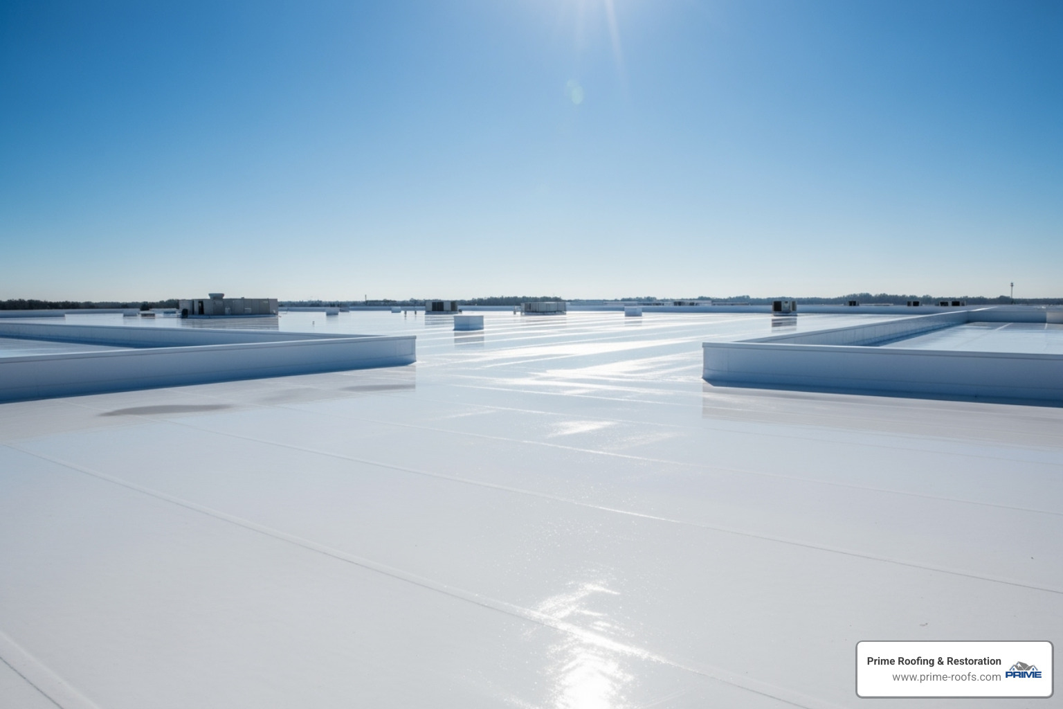 cool roof with white reflective surface - why do commercial buildings have flat roofs