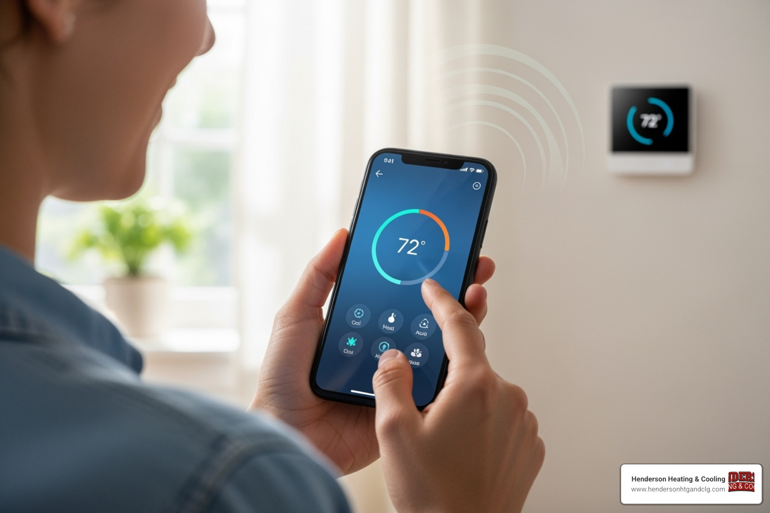Person adjusting a smart thermostat on their phone - hvac systems maintenance