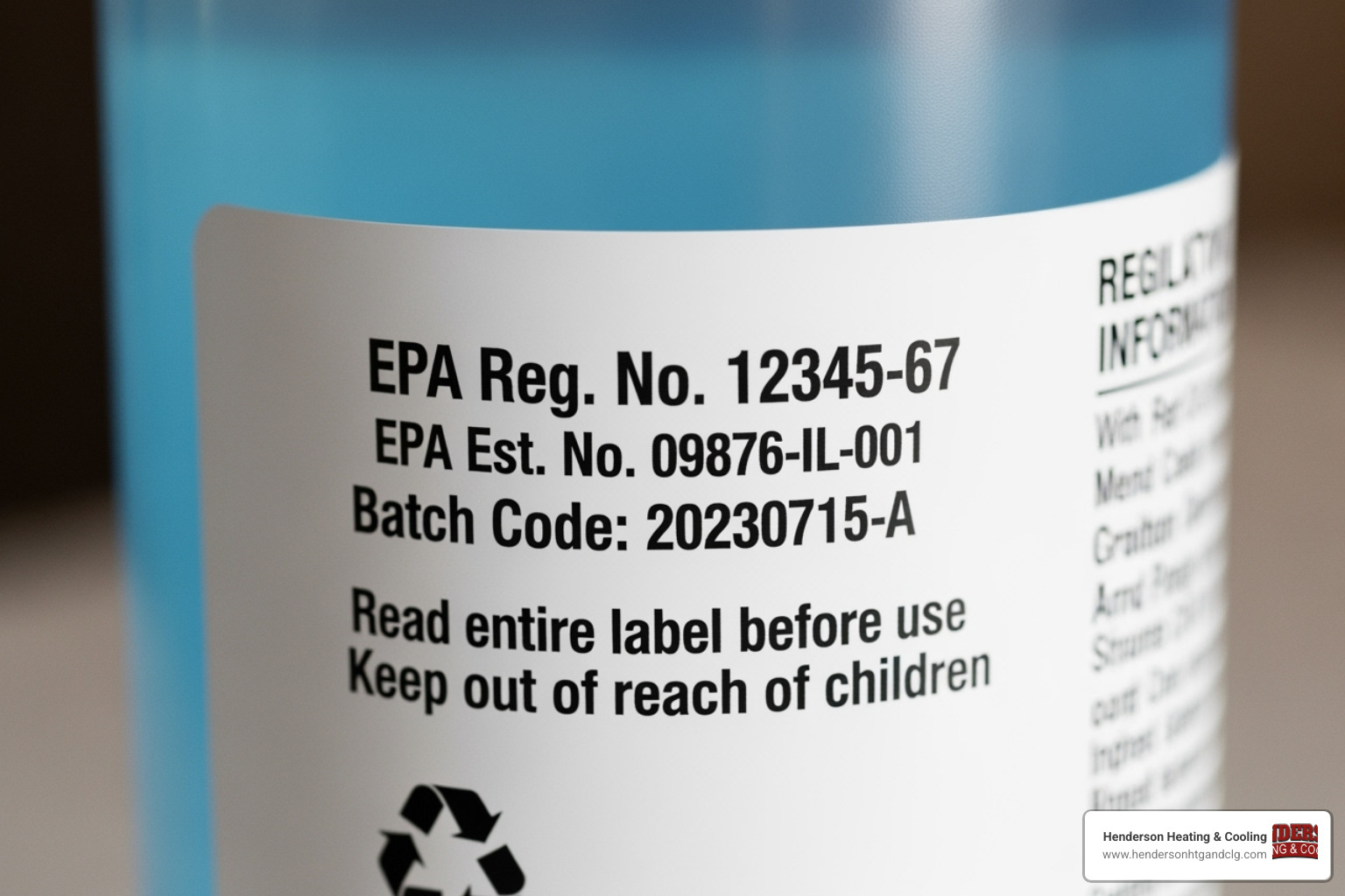 EPA registration label on a product - air duct sanitizing