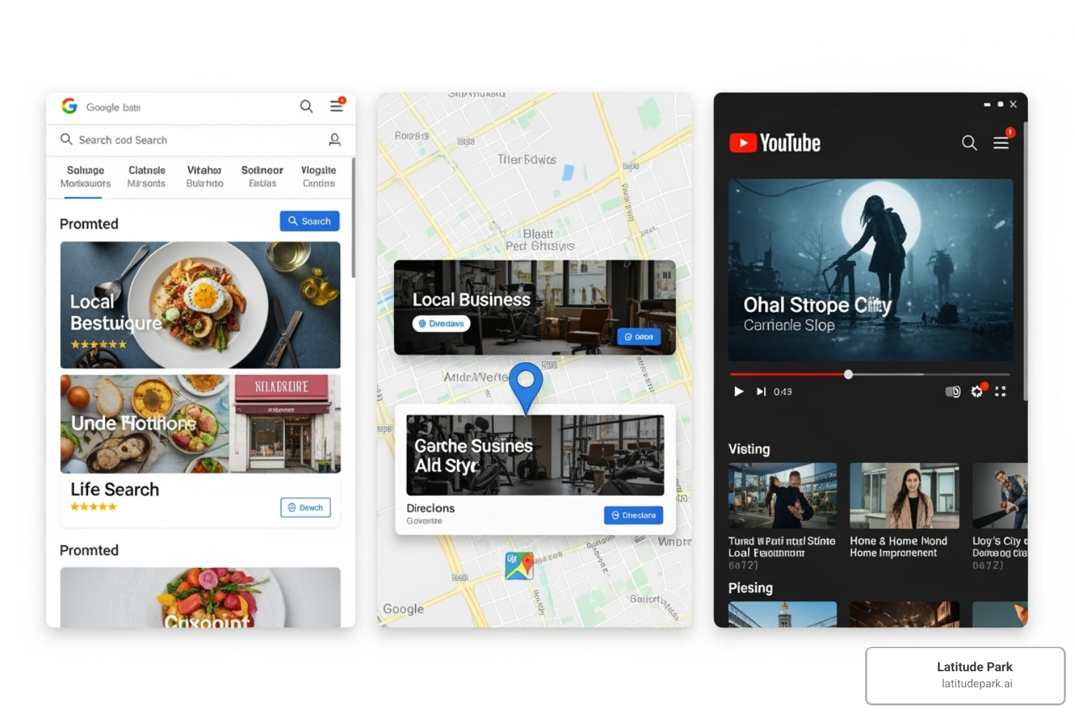 examples of local ads on Google Search, Maps, and YouTube - local search ad campaigns