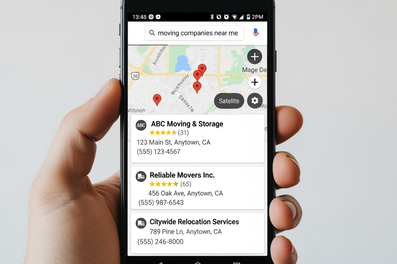Google Business Profile listing for a moving company in the local pack - seo for moving businesses