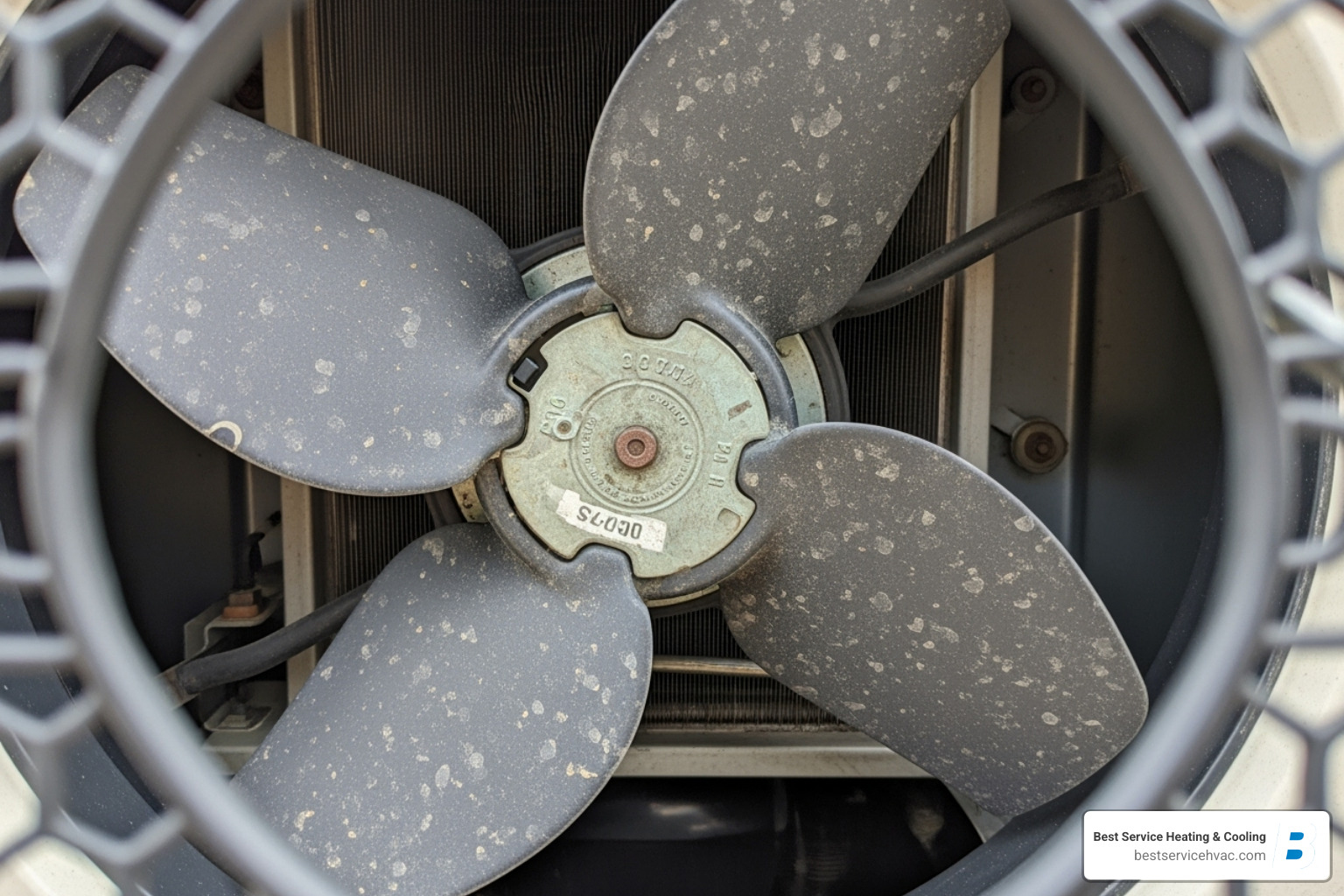 An outdoor heat pump unit with focus on the fan blades, indicating potential noise sources - bexley heat pump repair An outdoor heat pump unit with focus on the fan blades, indicating potential noise sources - bexley heat pump repair