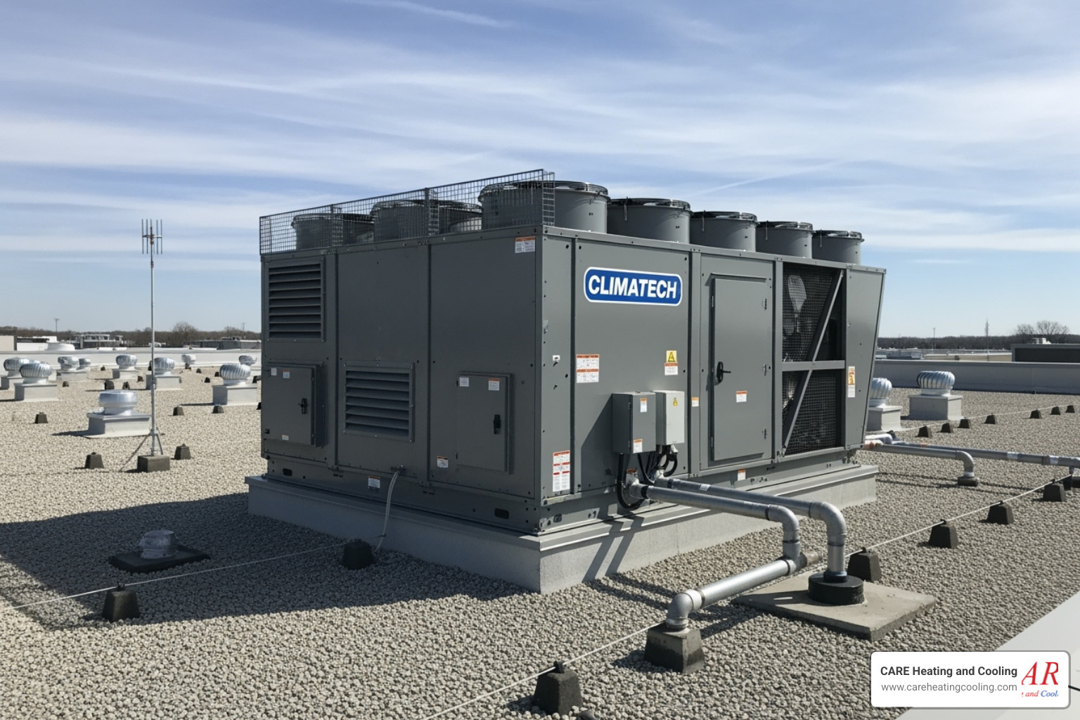 large packaged rooftop unit on commercial building - commercial ac repair westerville