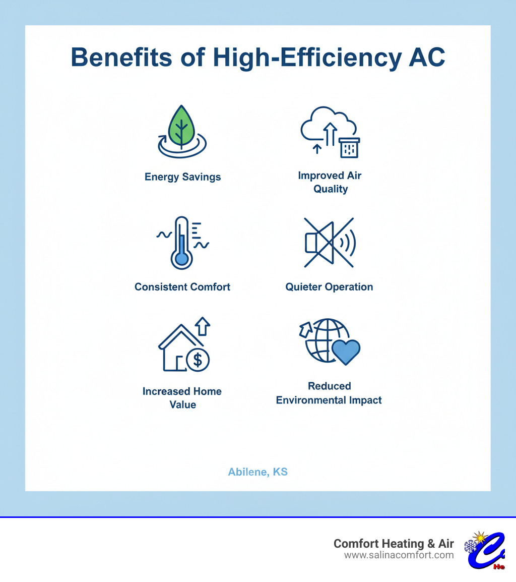 infographic showing benefits of high-efficiency AC - air conditioning installation abilene ks infographic 