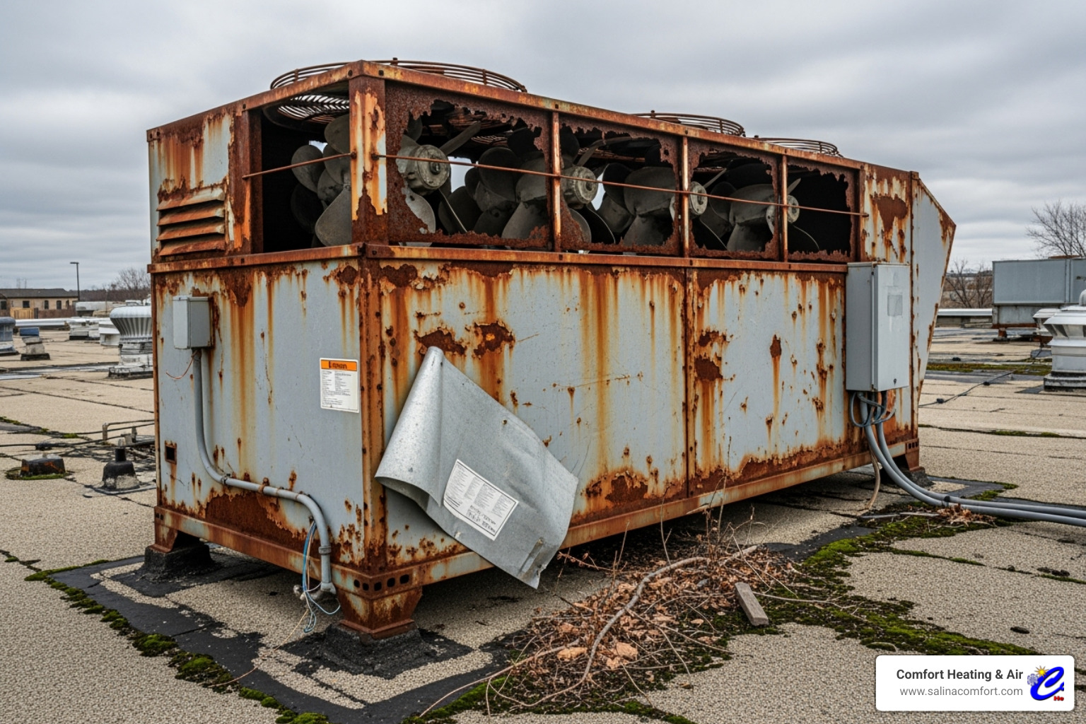 old inefficient rooftop AC unit - commercial ac installation salina ks