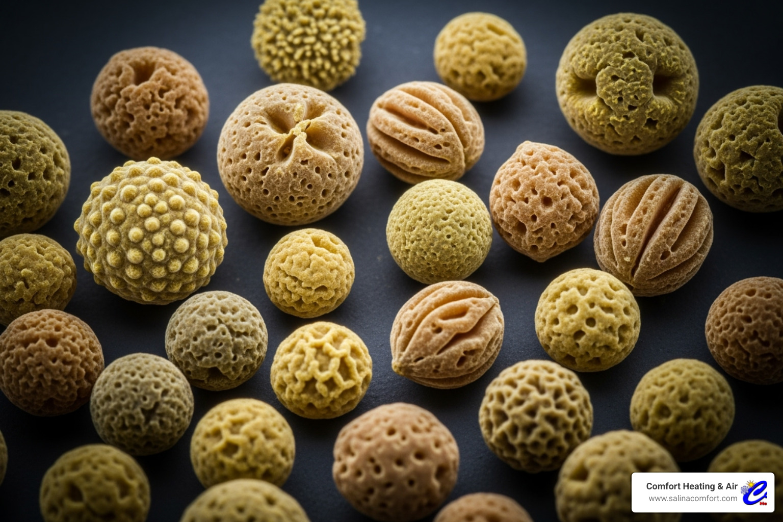 microscopic view of pollen grains common in Kansas - best indoor air quality company salina ks