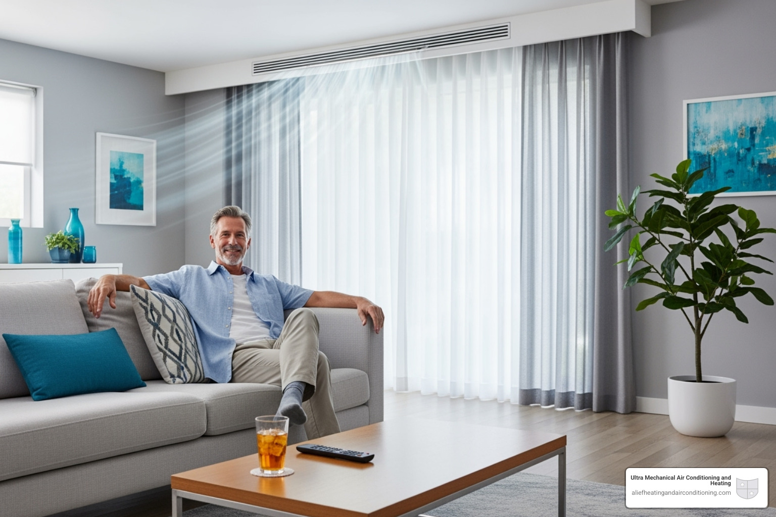 happy homeowner enjoying cool air - install high efficiency ac houston