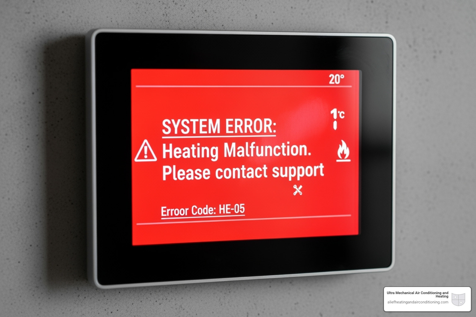 A thermostat displaying an error message, indicating a heating system malfunction - heater repair houston