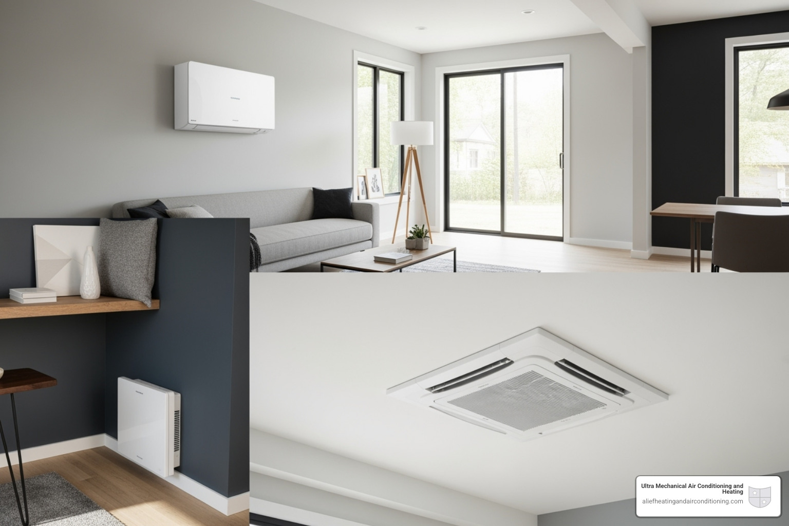 Different indoor unit types for mini-splits including wall-mount, ceiling cassette, and floor-mount - multi‑zone mini split houston Different indoor unit types for mini-splits including wall-mount, ceiling cassette, and floor-mount - multi‑zone mini split houston